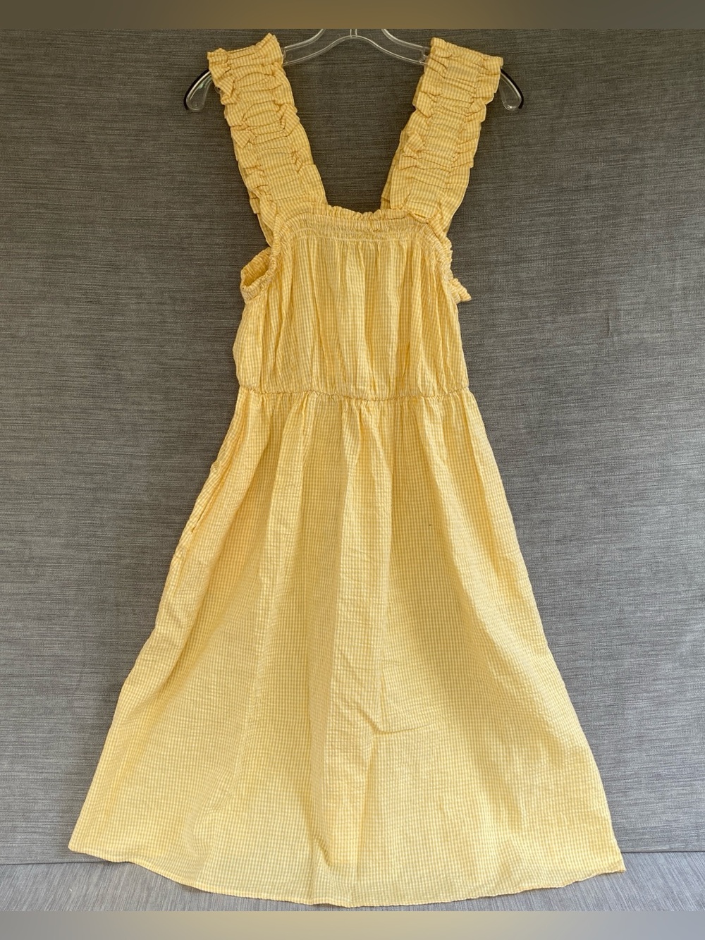 Barbour Abbey Yellow Gingham Seersucker Midi Dress